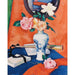 Reproduktion af maleriet Roses i en vase på en orange baggrund - Samuel John Peploe