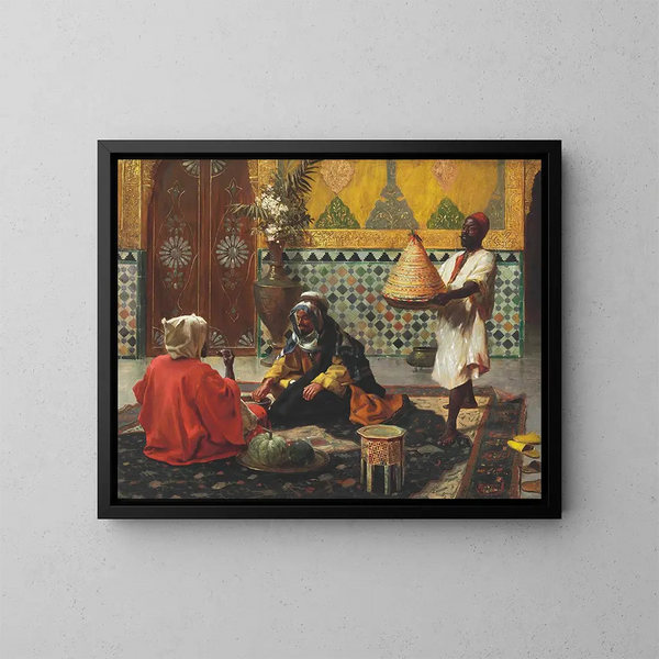 En eftermiddagssamtale - Rudolf Ernst — indrammet kunstværk på væggen