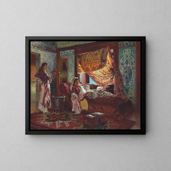 Tager the i haremet - Rudolf Ernst — indrammet kunstværk på væggen