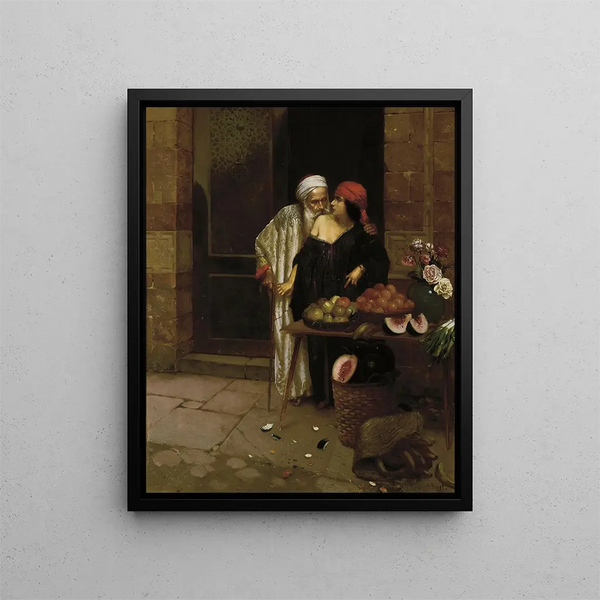 Le sælger af appelsiner - Rudolf Ernst — indrammet kunstværk på væggen