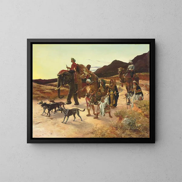 La Chasse au tigre - Rudolf Ernst — indrammet kunstværk på væggen