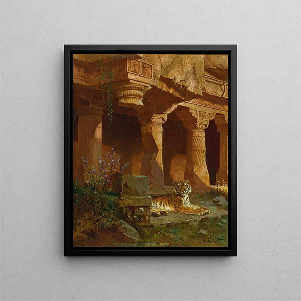 Tigre au Repos - Rudolf Ernst — indrammet kunstværk på væggen