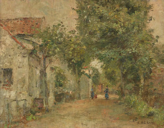 Rudolf Hckner - Frauen vor lndlichen Husern.webp