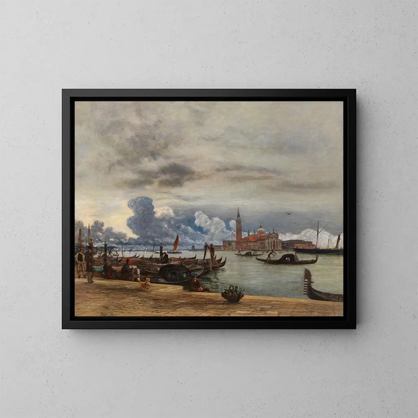 Vue sur San Giorgio Maggiore depuis la Mole à Venise - Rudolf von Alt — indrammet kunstværk på væggen