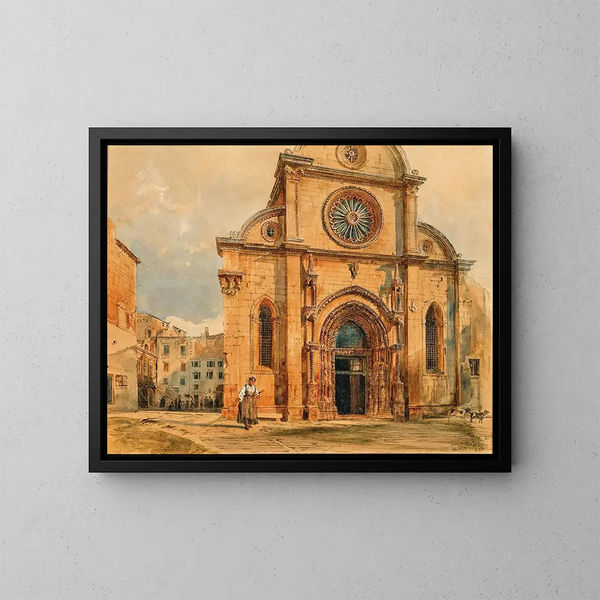 La cathédrale de Sibenik en Dalmatie - Rudolf von Alt — indrammet kunstværk på væggen