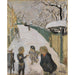 Reproduktion af maleriet Rue enneigée med børn, der leger - Pierre Bonnard