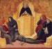 Saint Thomas d'Aquin forvirrer Averroès - Giovanni di Paolo — visning af kunstværket