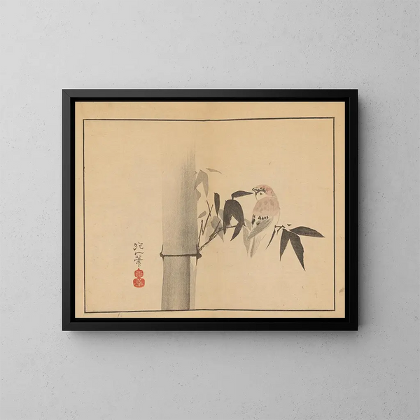 Sakai Hoitsu, blomster- og fuglemaleri, Pl04 - Sakai Hōitsu — indrammet kunstværk på væggen