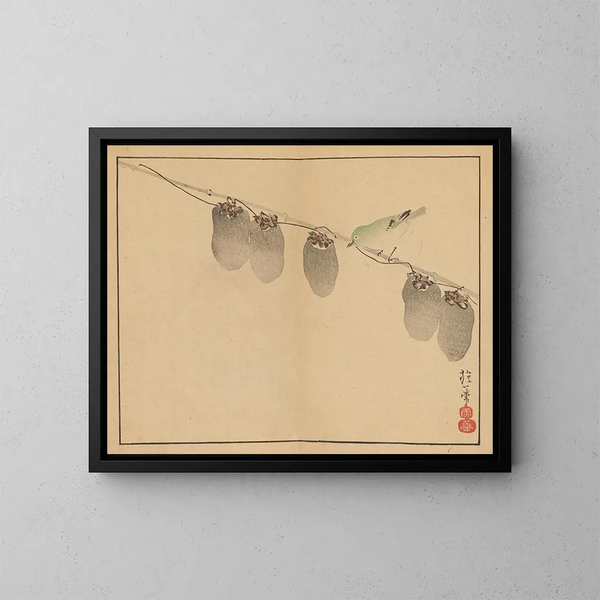Sakai Hoitsu, blomster- og fuglemaleri, Pl. 13 - Sakai Hōitsu — indrammet kunstværk på væggen