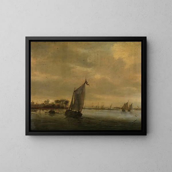 Vand roligt - Salomon van Ruysdael — indrammet kunstværk på væggen