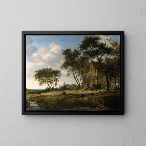 L'Arrêt - Salomon van Ruysdael — indrammet kunstværk på væggen