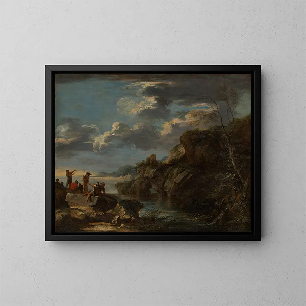Banditter på en klippefyldt kyst - Salvator Rosa — indrammet kunstværk på væggen