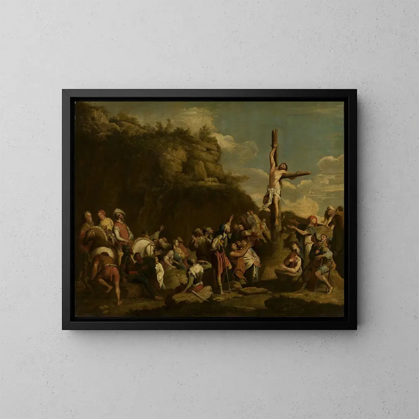 Polyklejs korsfæstelsesmaleri - Salvator Rosa — indrammet kunstværk på væggen