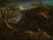Landskabslandskab med bjergskove og hvilende krigere - Salvator Rosa — visning af kunstværket