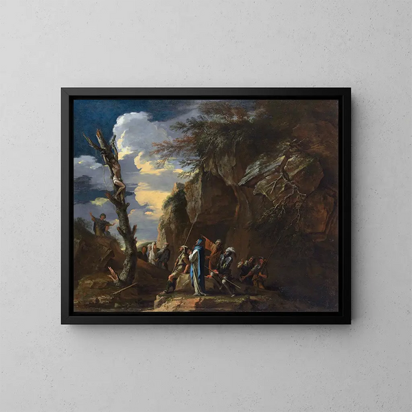 Crucifixion de Polycrate - Salvator Rosa — indrammet kunstværk på væggen