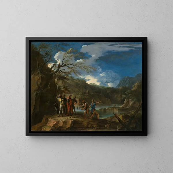 Polycrate og fiskeren - Salvator Rosa — indrammet kunstværk på væggen