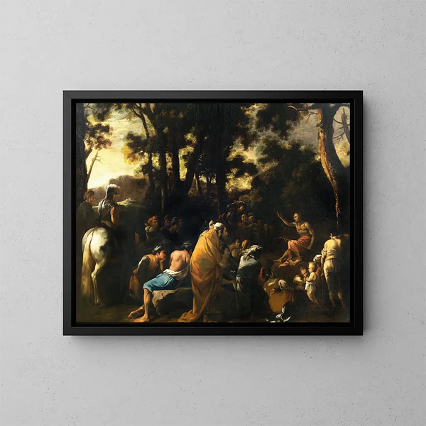 Le Sermon de Saint Jean-Baptiste - Salvator Rosa — indrammet kunstværk på væggen
