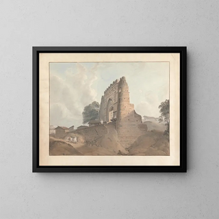 Porte de l'ancien fort à Bénarès - Samuel Davis — indrammet kunstværk på væggen