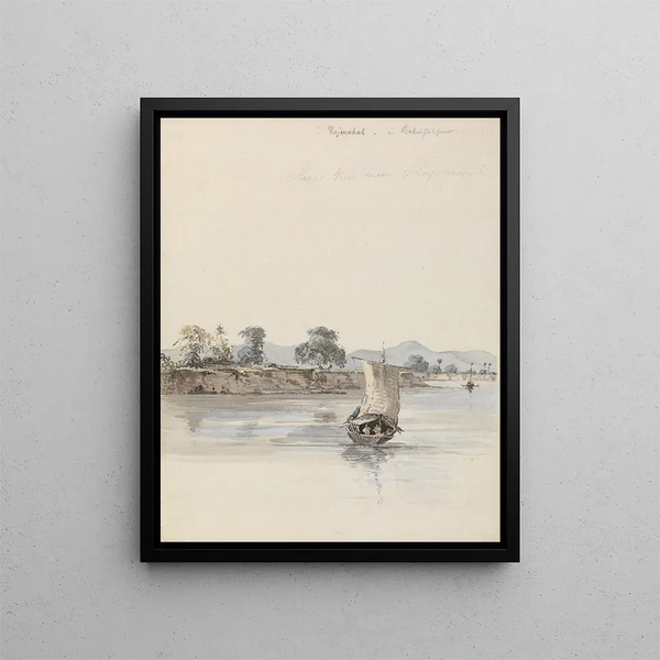 Vue sur la rivière près de Rajmahal - Samuel Davis — indrammet kunstværk på væggen