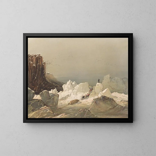 Traîneau sur la glace bosselée, avril 1853 - Samuel Gurney Cresswell — indrammet kunstværk på væggen