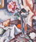 Rose rose i en vase af glas med frugt - Samuel John Peploe — visning af kunstværket
