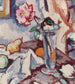 Rose rose i en vase af glas med frugt - Samuel John Peploe — visning af kunstværket