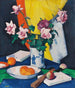 Roses rouges et roses, oranges et éventail - Samuel John Peploe — visning af kunstværket