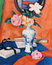 Roses i en vase på orange baggrund - Samuel John Peploe — visning af kunstværket