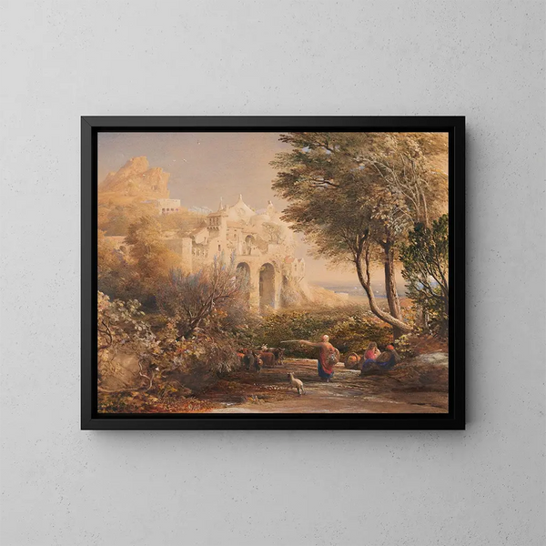 La Vocatella à Chapel konstrueret af en eremit nær Corpo de Cava i nærheden af Salerne og Napoli - Samuel Palmer — indrammet kunstværk på væggen