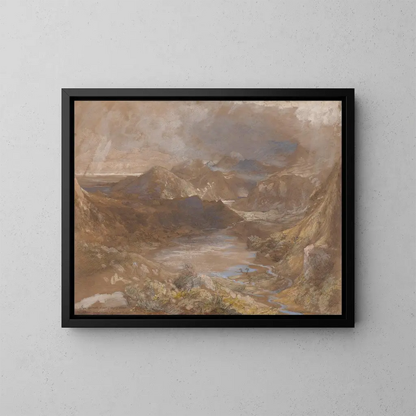 Llwyngwynedd-maleri og en del af Llynyddina mellem Capel Curig og Beddgelert, Nordwales - Samuel Palmer — indrammet kunstværk på væggen