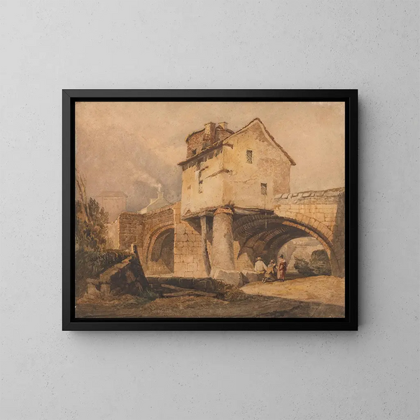 Le pont de Monnow à Monmouthshire - Samuel Prout — indrammet kunstværk på væggen