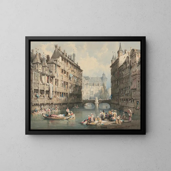 Vue de Nuremberg - Samuel Prout — indrammet kunstværk på væggen