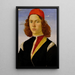Portrait af en ung mand - Sandro Botticelli — indrammet kunstværk på væggen