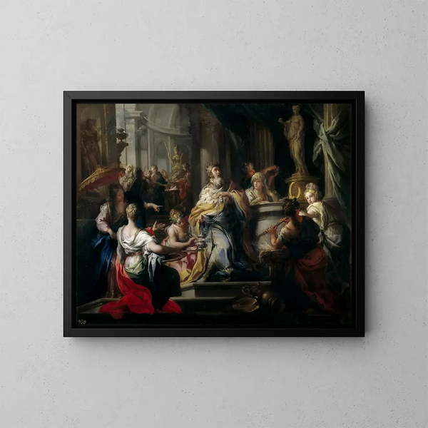 L'idolâtrie de Salomon - Sebastiano Conca — indrammet kunstværk på væggen