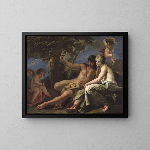 Angélique og Médor - Sebastiano Ricci — indrammet kunstværk på væggen