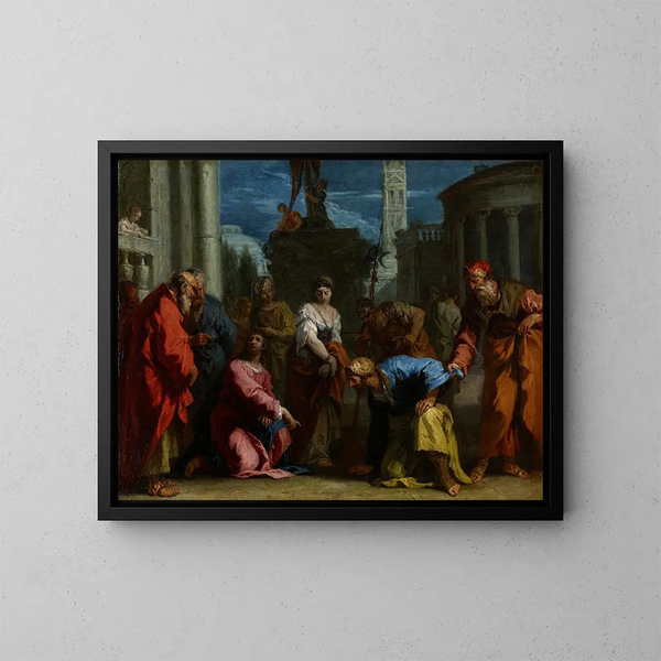 Le Christ et la femme adultère - Sebastiano Ricci — indrammet kunstværk på væggen