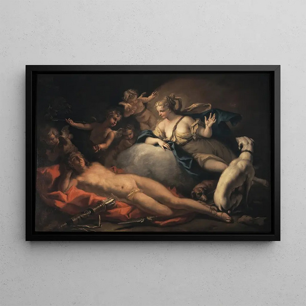 Diane og Endymion - Sebastiano Ricci — indrammet kunstværk på væggen