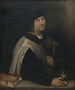 Prælatholder med en timeglas - Sebastiano del Piombo — visning af kunstværket