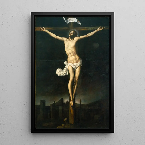 Christ en kors - Sebastián López de Arteaga — indrammet kunstværk på væggen