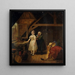 et maleri af en servante, der syer en dame i en korset - Constantinus Fidelio Coene — indrammet kunstværk på væggen