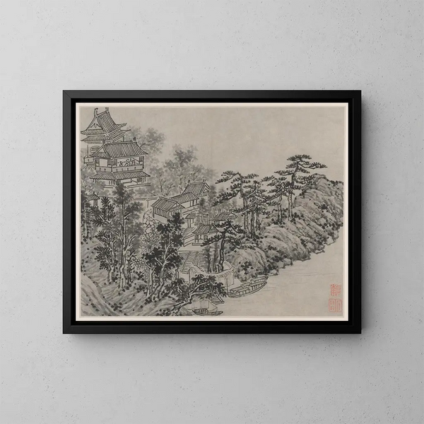 Pavillon de l'escalade des nuages - Shen Zhou — indrammet kunstværk på væggen