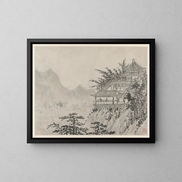 Les Mille Acres de Nuages - Shen Zhou — indrammet kunstværk på væggen