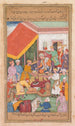 Timur deler gaver fra sin barnebarn, prinsen af Multan, fra et Zafarnama Sejrens Bog - Shravana — visning af kunstværket