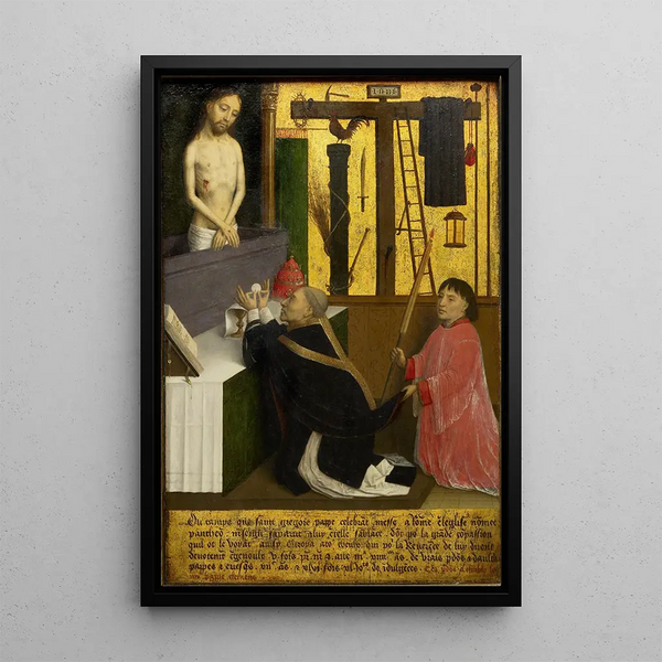 La Messe de Saint Grégoire - Simon Marmion — indrammet kunstværk på væggen