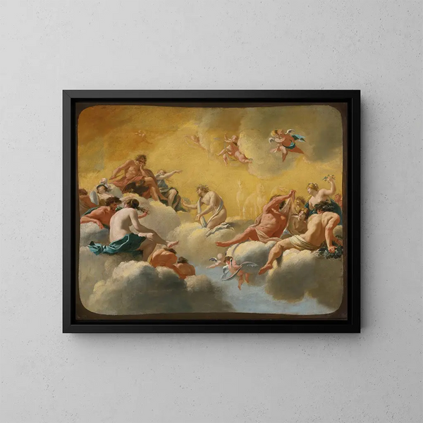 L'Assemblée des dieux - Simon Vouet — indrammet kunstværk på væggen