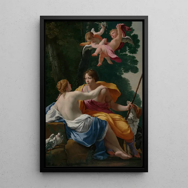 Vénus og Adonis - Simon Vouet — indrammet kunstværk på væggen