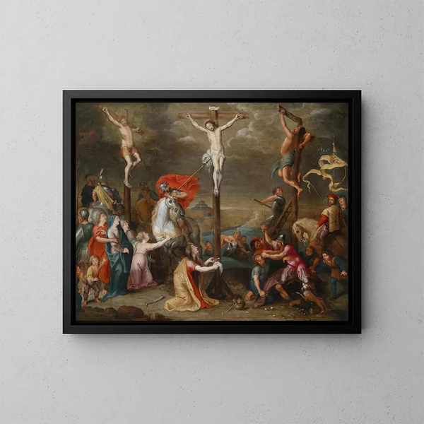 Crucifixion - Simon de Vos — indrammet kunstværk på væggen
