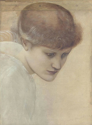Sir Edward Coley BurneJones - Head study of Dorothy Dene looking downwards for The Golden Stairs.webp