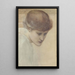 Studie af Dorothy Dene, der kigger nedad for De Guldtrapper - Sir Edward Coley Burne-Jones — indrammet kunstværk på væggen