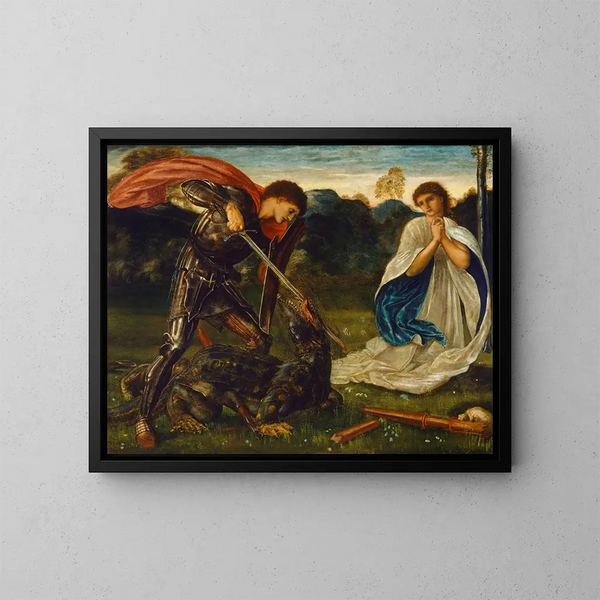 La lutte de saint Georges contre le drage VI - Sir Edward Coley Burne-Jones — indrammet kunstværk på væggen